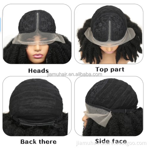 African Synthetic Ombre Glueless Cosplay Wig Lace Wig Short Afro  kinky curly  Hair Lace Front Wigs With Bangs